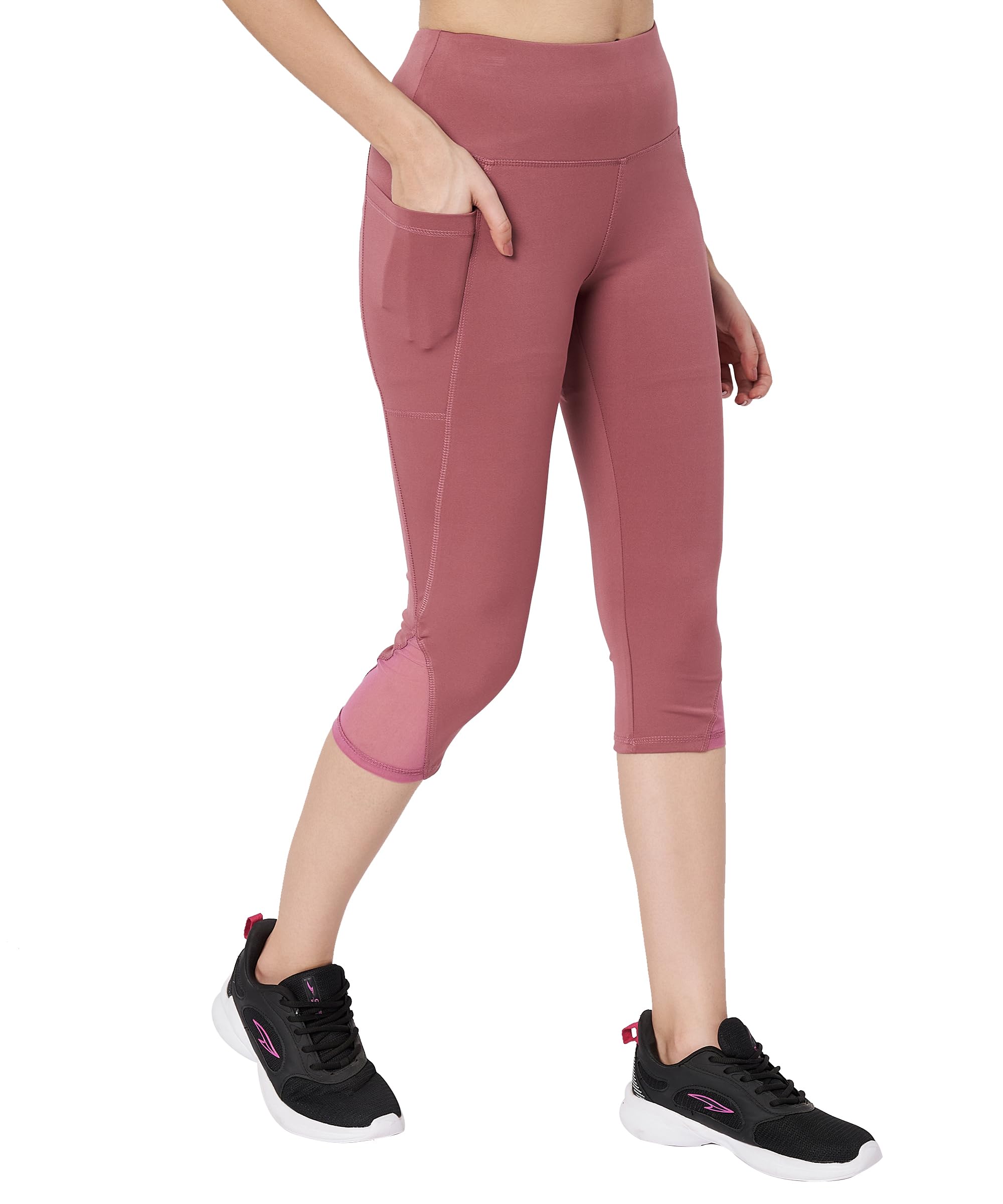 High Waist Capri Leggings with Side Pocket – Stretchy, Moisture-Wicking Workout Pants for Women-image-45