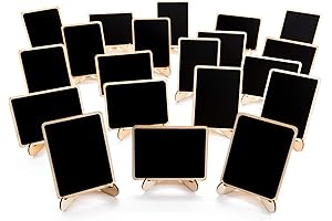 20 Pack Rustic Wood Mini Chalkboards Signs with Support Easels