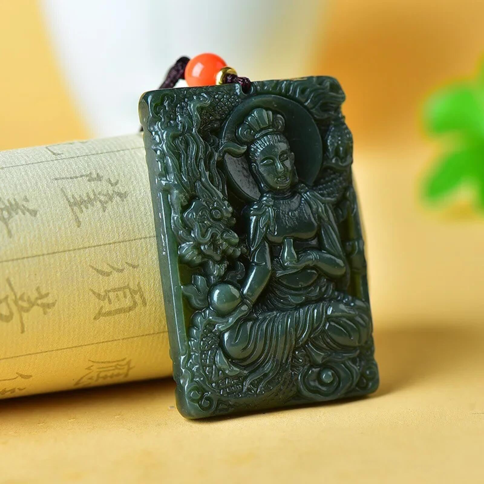 Exquisito collar con colgante de Buda de jade turquesa, estructura de grano fino, procesamiento hecho a mano para regalos de recuerdo de boda y viajes