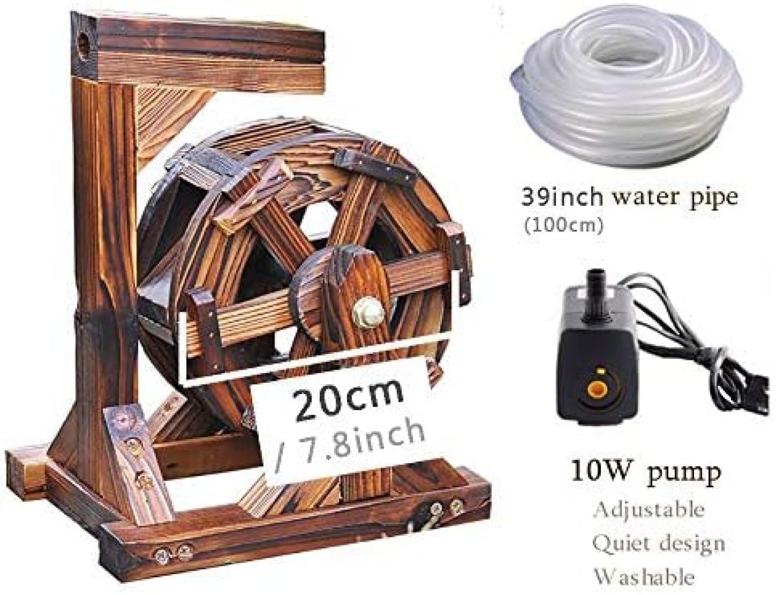 Amazon.co.jp: ポンプ付き木製水車噴水、禅屋外機能池装飾,20cm
