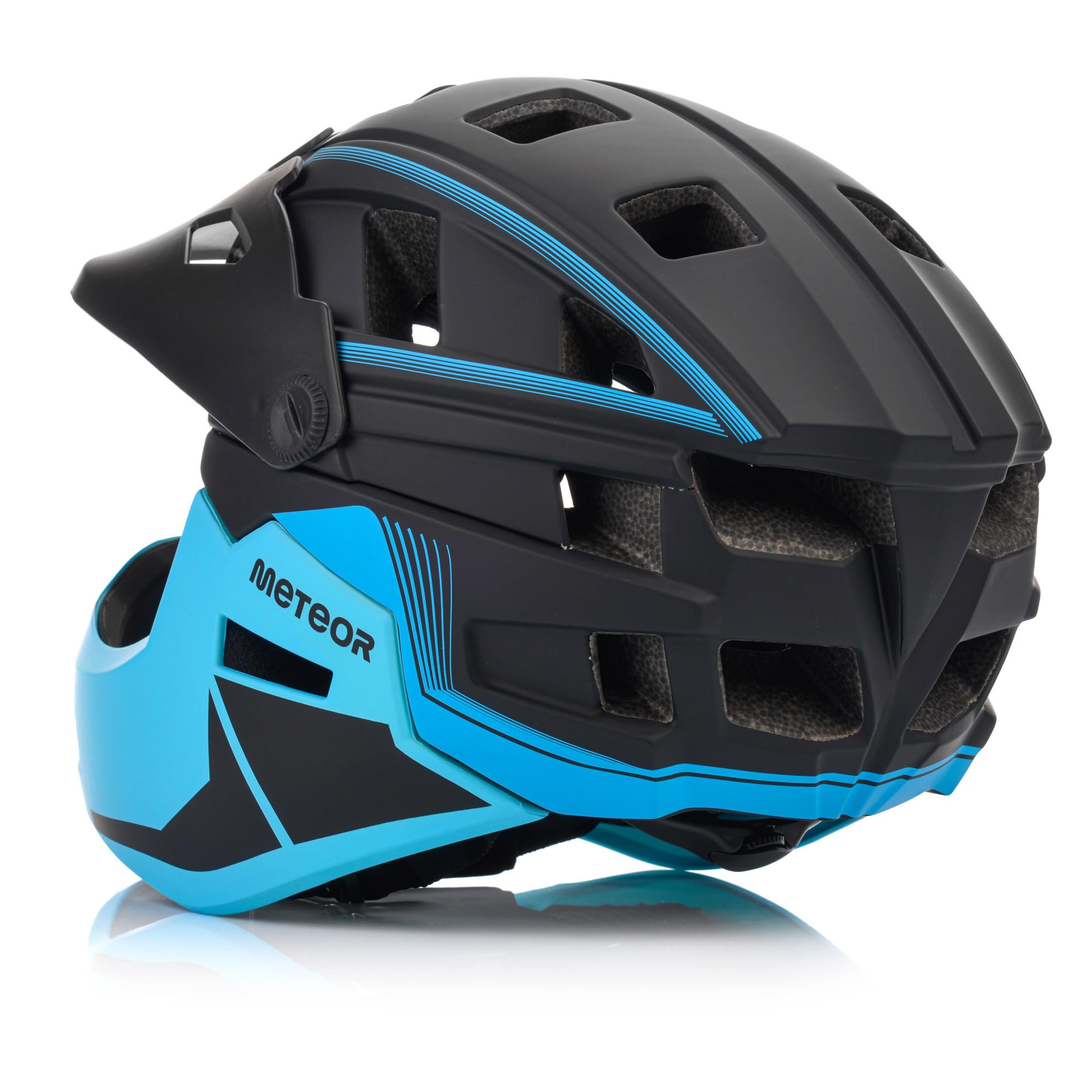 meteor Kask rowerowy full face 2w1 odpinana szczęka dla dzieci i dorosłych | Hydra 2 w 1 z odpinaną szczęką - kask rowerowy full face dla dzieci i dorosłych - EN 1078, lekki - rozmiary S M L