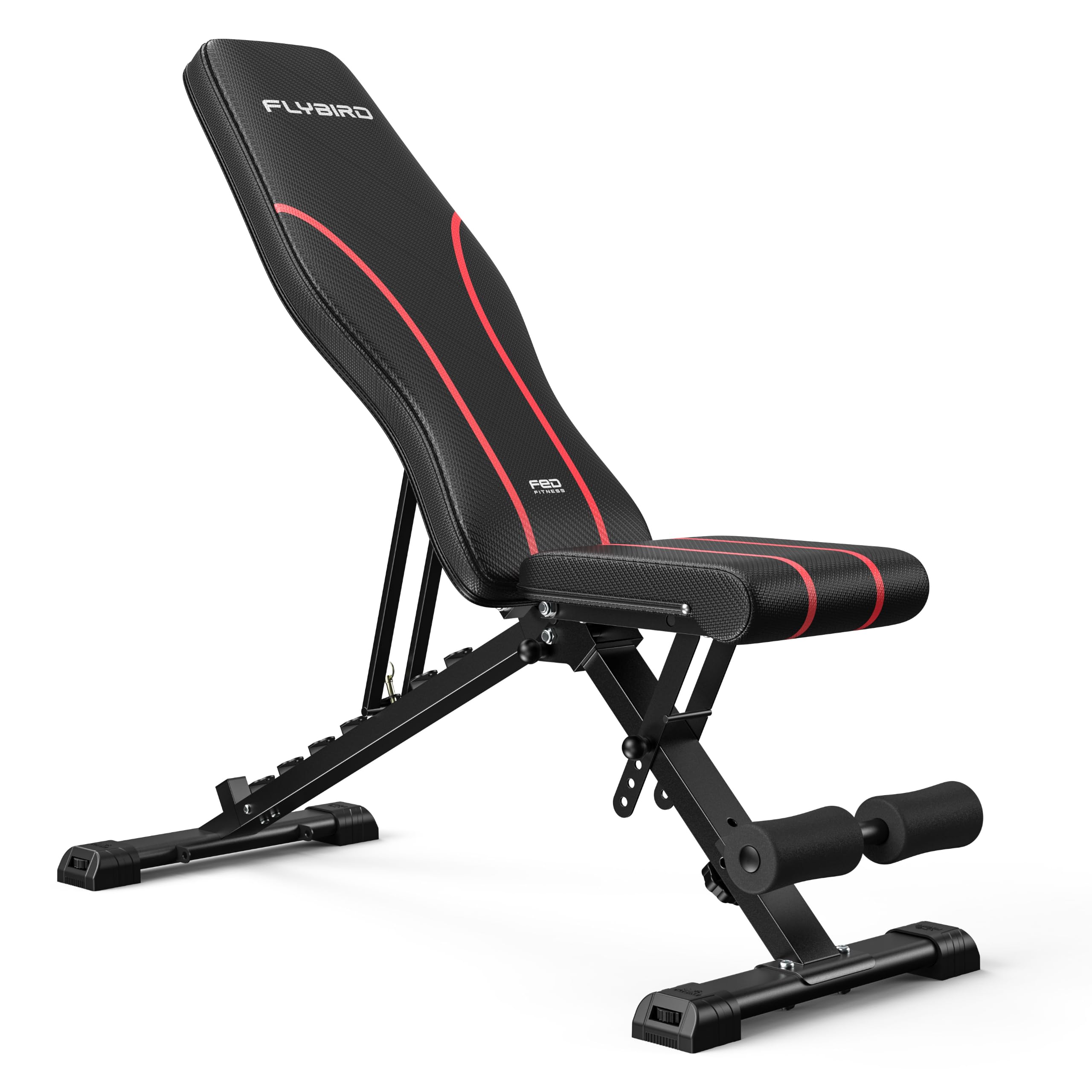 FLYBIRD Verstellbare Hantelbank, 300 kg Tragfähigkeit, Professionelle Multifunktionale Trainingsbank für Heimtraining, Faltbare Schrägbank für Ganzkörper-Workout