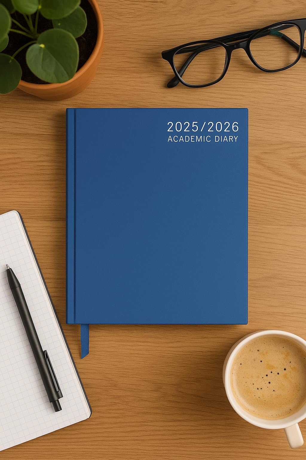 2026-2027 Academic Diary A4 Day Per Page Planner Hardback Blue Student Teacher Organiser with Ribbon Marker August to July Daily Schedule Book - Image 2