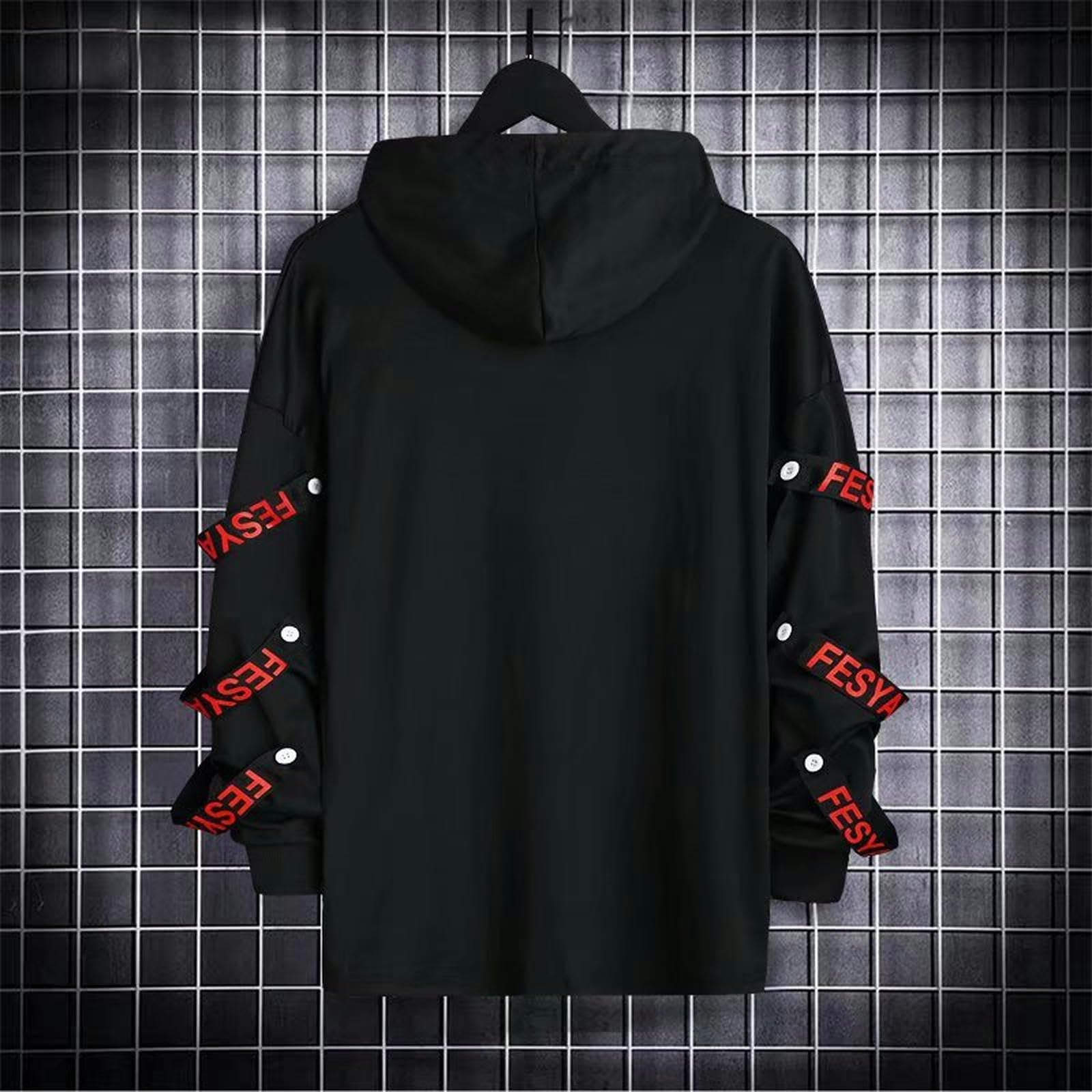Felpa da Uomo Stile Coreano alla Moda con Cappuccio Allentato Top Hip-Hop Casual da Uomo a Maniche Lunghe