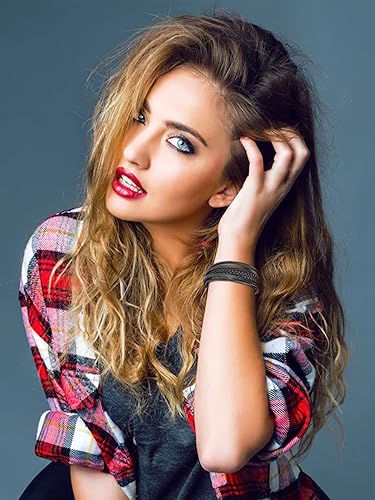 Miniatura 5 de Long tiantian Mens Bracelet Bracelet for Men Leather Cuff Bracelet Black Leather Wrap Bracelet Studded Boho Cuff Bracelets Handmade Splicing Bangle