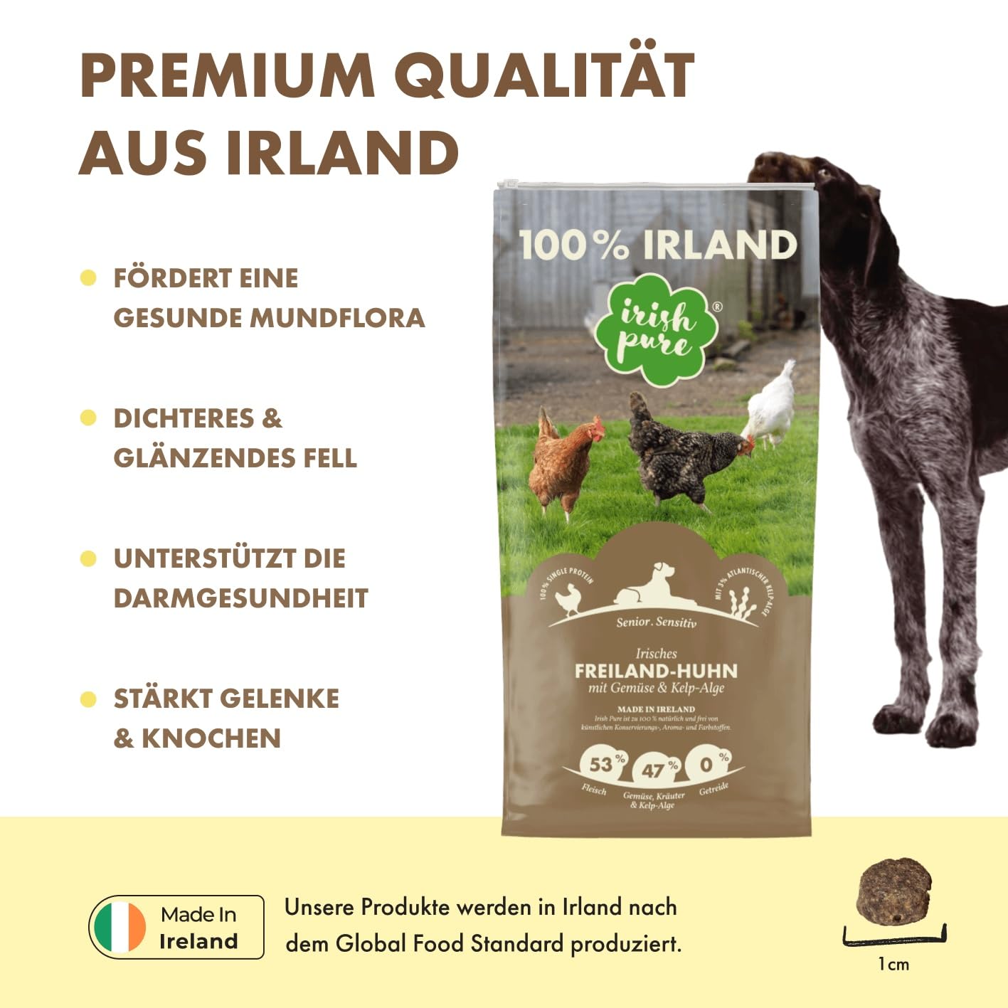 Irish Pure Sucha karma dla seniorów, 12 kg, kurczak z algami kelp i warzywami, wysoka zawartość mięsa, bez zbóż, wrażliwa, sucha karma dla psów