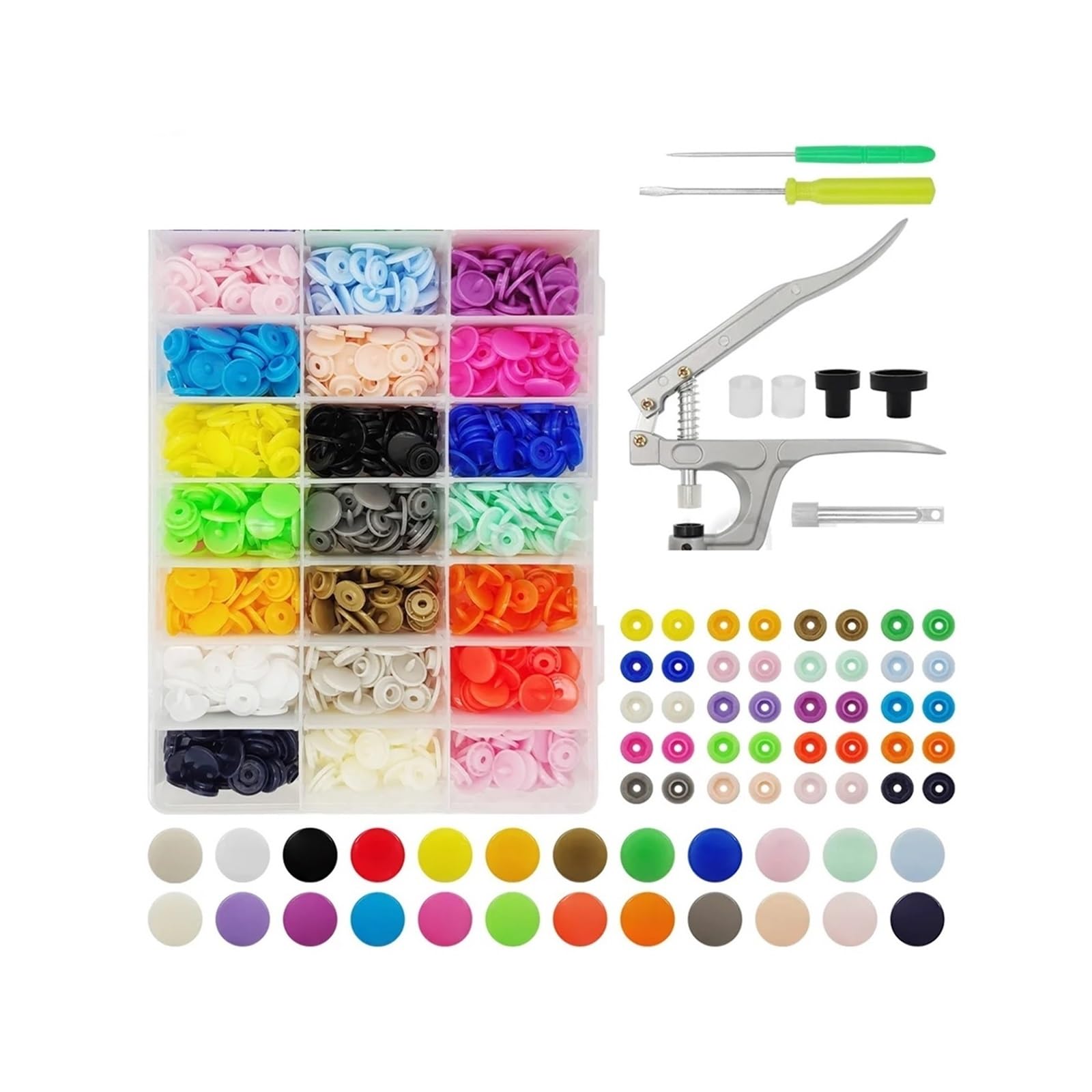 Press Studs Snap Plastic Snaps Fastener Pliers Kit Resin Button Press Buckle with Installing Machine(360sets with Tools)