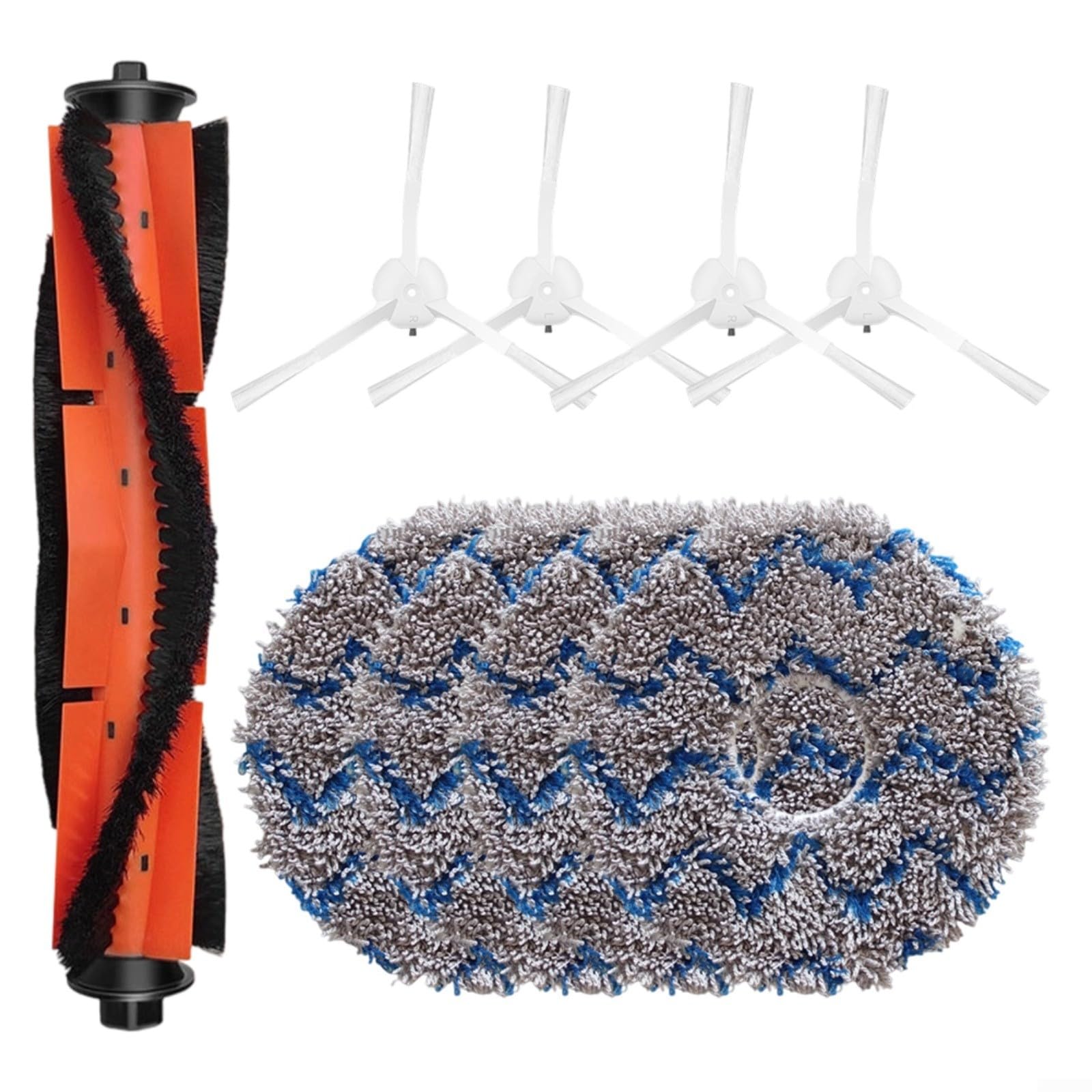 Robot Vacuum Accessory Kit For Eufy For Omni C20 - Main Brush + 4 Side Brushes + 4 Mop Cloths - Nylon/Plastic/Microfiber Set For Deep Cleaning - Easy for snap-on Replacement - Tackles Floors & Corners