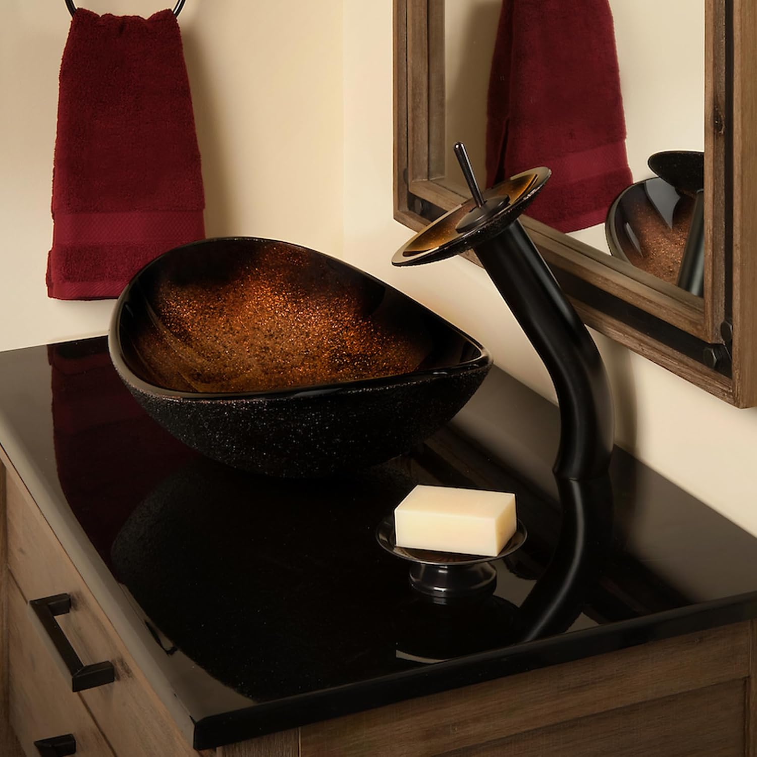 Clear Slate Grey Glass Vessel Sink & Combo | Novatto