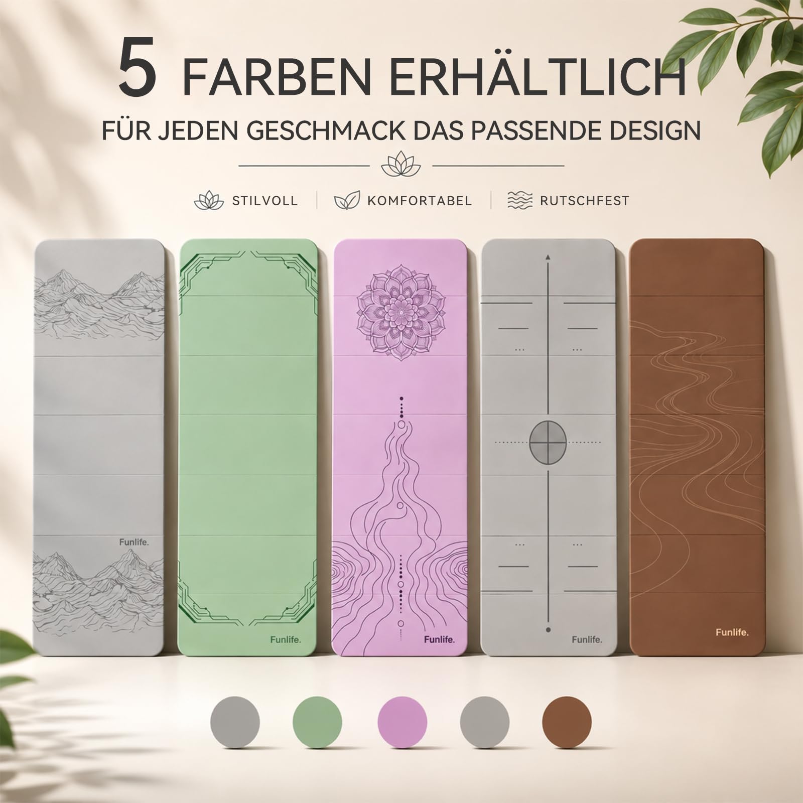 FunLife Yogamatte XXL 190x66cm – 10mm Extra Dick & Faltbar, Rutschfeste Fitnessmatte für Yoga, Pilates & Gymnastik, Ideal für Indoor & Outdoor