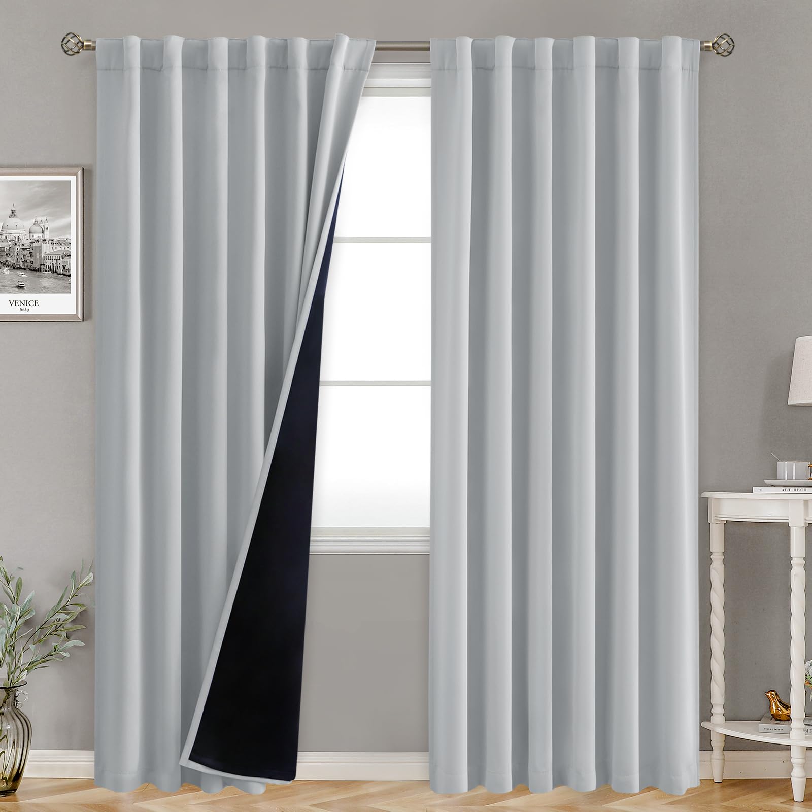 Amazon.com: BGment Light Grey 100% Blackout Curtains for Bedroom, 78 ...