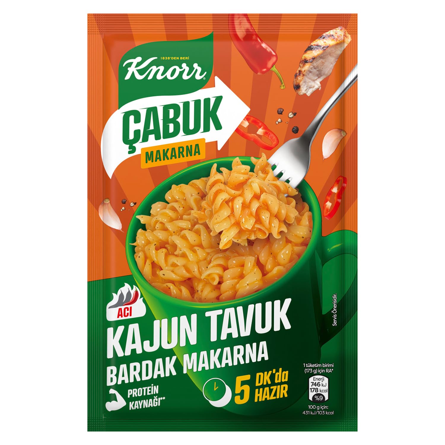 Knorr Çabuk Makarna Kajun Tavuk Bardak Makarna 48 Gram
