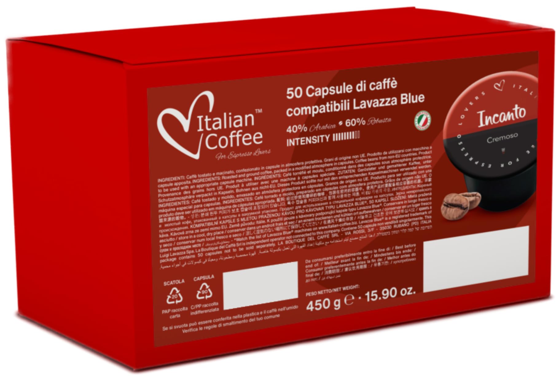 Italian Coffee Pods for Lavazza Blue & Expert (Pack of 50 Incanto)