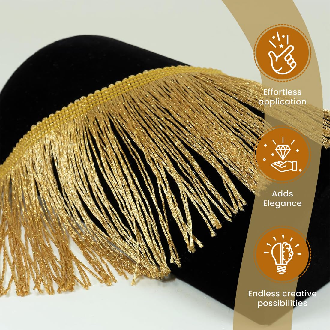 Trims by the Yard IR6910WAB-20 2" Metallic Chainette Fringe Trim | White Cut Zierleiste, Weiße Aurora Borealis, 1" / 20 Yards/Mettalic