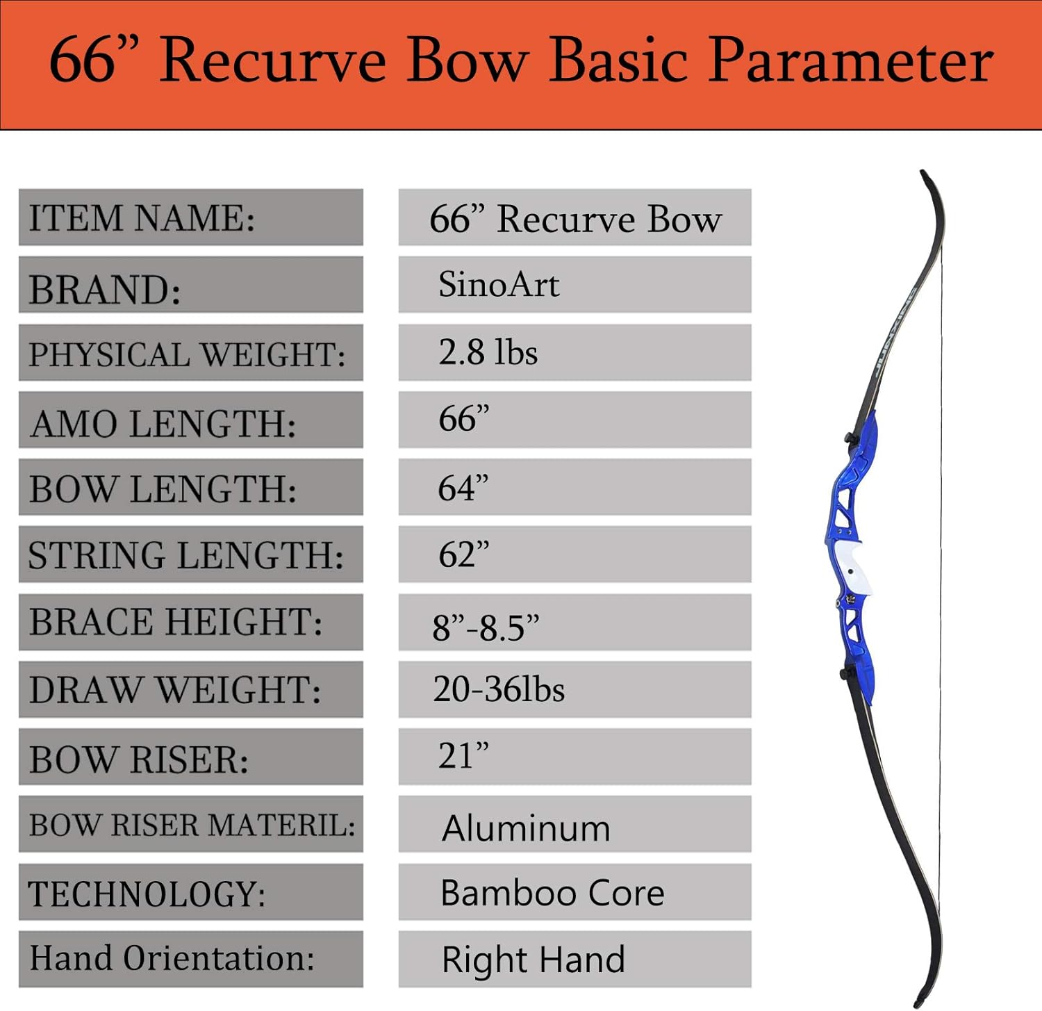 66" Metal Riser Takedown Recurve Bow Adult Archery Competition Athletic Bow Weights 20 22 24 26 28 30 32 34 36 LB Right Handed Archery Kit