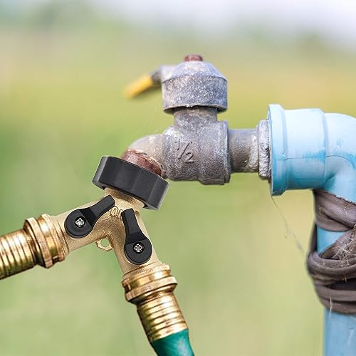 Miniatura 7 de Divisor de manguera de latón de 2 vías, conectores de manguera de latón de 34 pulgadas, conector en Y, conector adaptador de manguera de jardín,