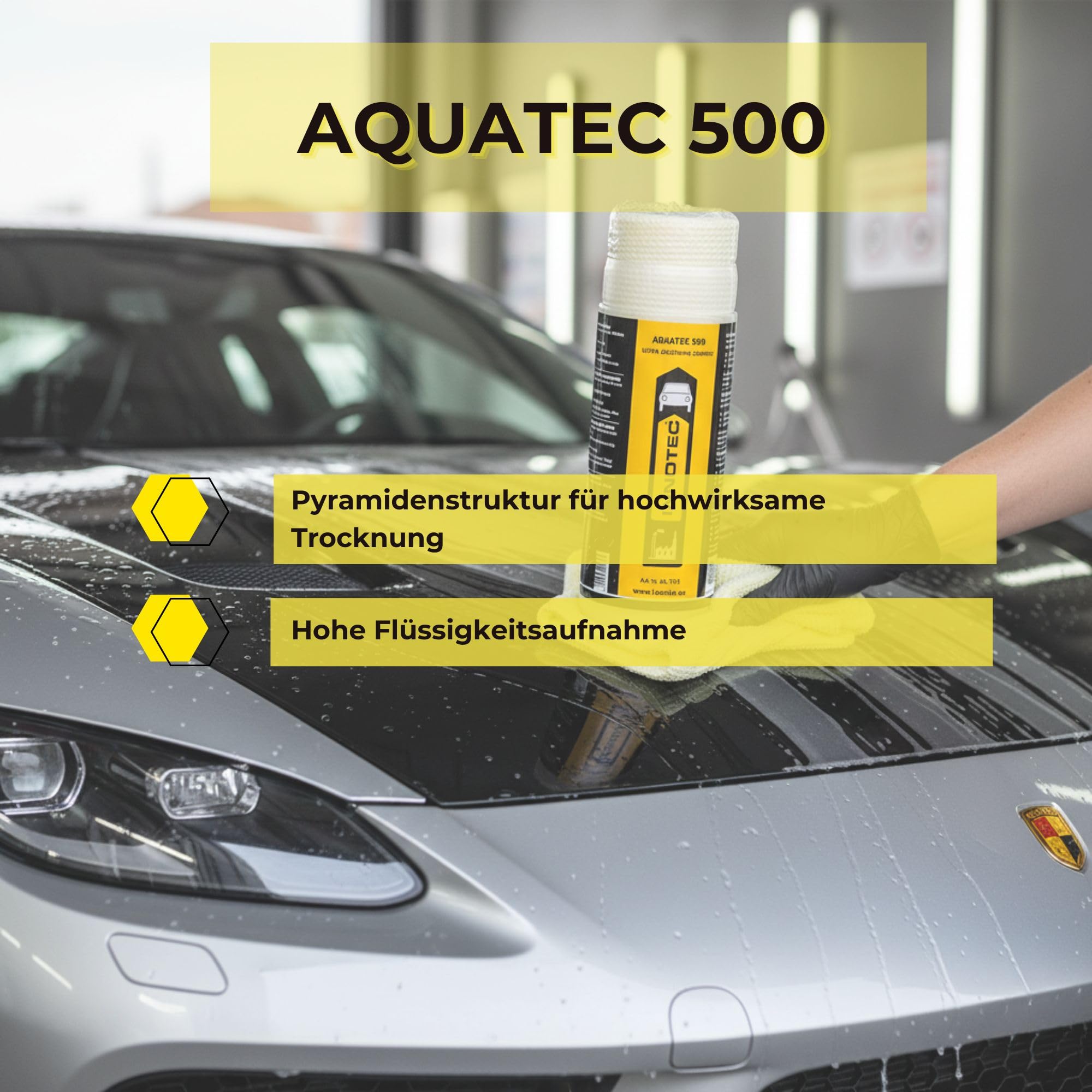 4 Stück INNOTEC Aquatec 500 – Ultra Absorbierende Leder-Trockentuch-Chamois für Auto, Motorrad & Kfz-Lack – streifenloses Trocknen auf Chrom, Glas & lackierten Flächen nach der Fahrzeugwäsche