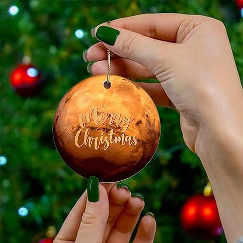 Miniatura 4 de Two-Side Printed Cosmic Galactic Planet Ceramic Christmas Ornament, Novelty for Family Friends Kids, Space Enthusiast Christmas Keepsake Pendants