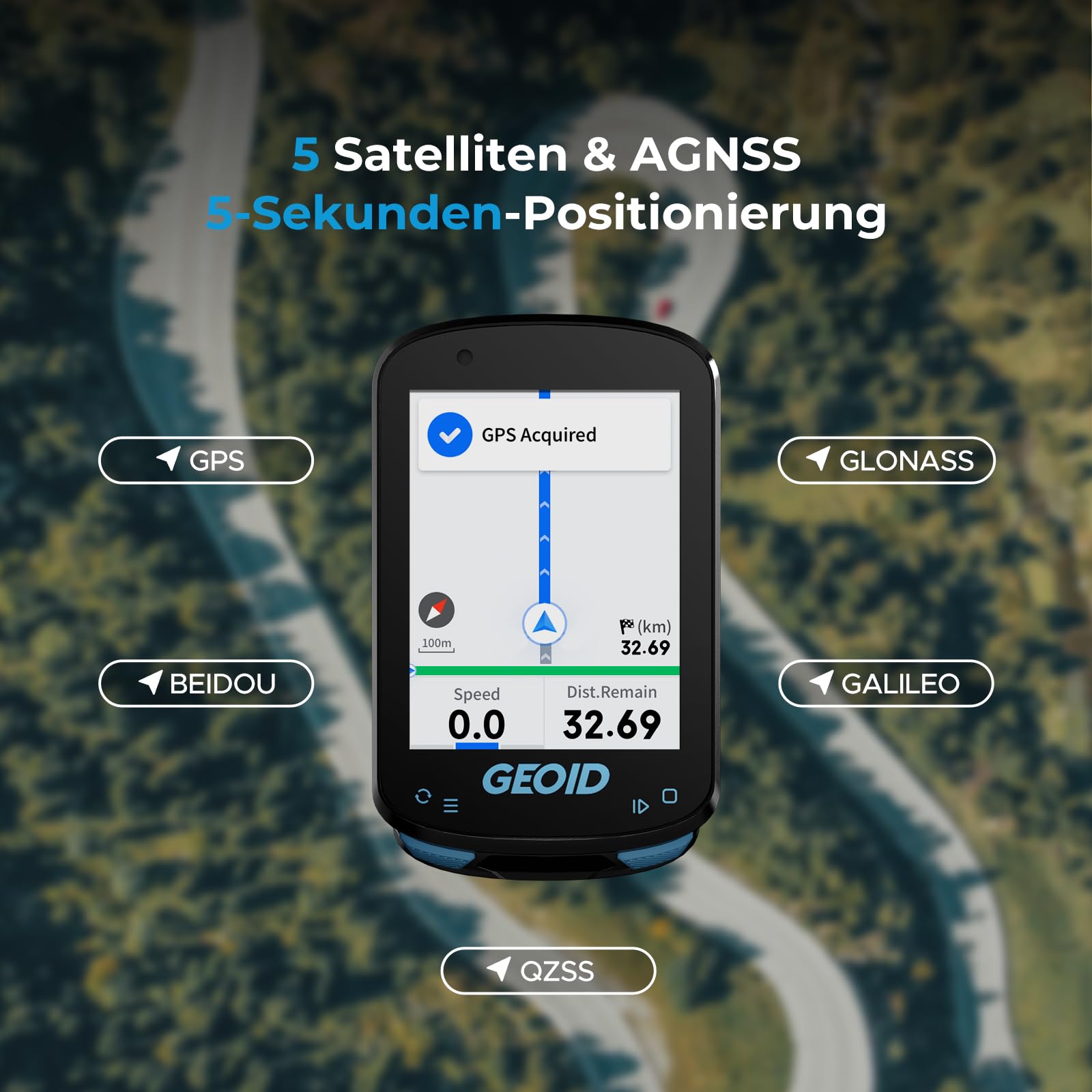 GEOID CC600 GPS Fahrradcomputer, 2,4-Zoll-Farbbildschirm, Kabellos Wasserdicht Fahrrad Tacho, Streckennavigation, Benutzerdefinierte Daten, Mehrere Sprachen, WiFi&Bluetooth&ANT+