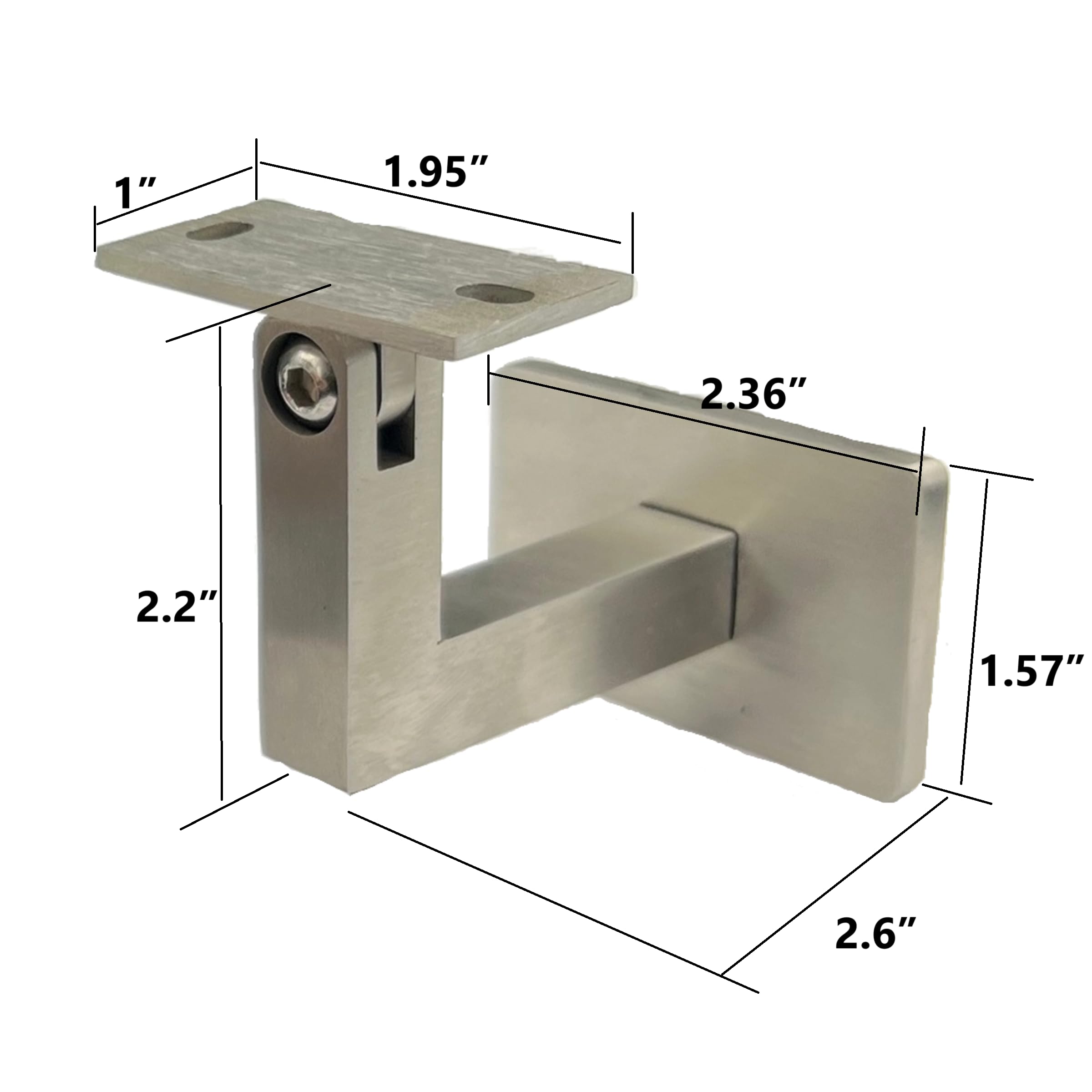Angled Railing Bracket Wall Mount Staircase Adjustable Handrail Round ...