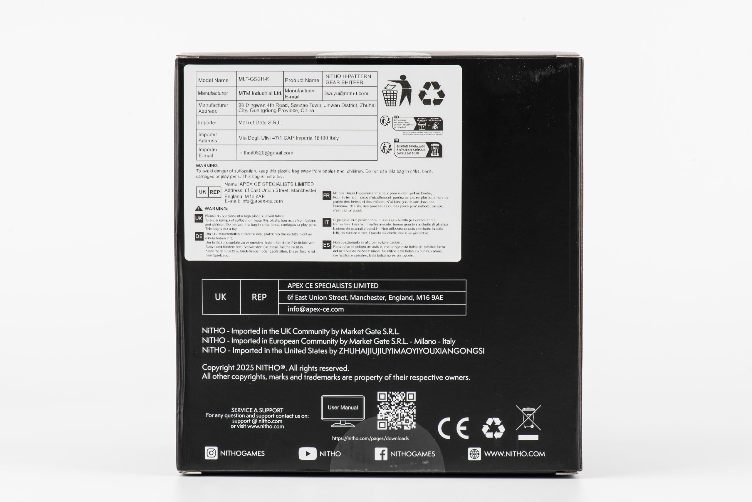 NITHO Palanca de Cambios USB para PC Sim Racing, Caja de Cambio Manual de 6 Velocidades con Marcha Atrás, Placas Intercambiables H-Pattern y Secuencial, Shifter para Volante para Windows PC