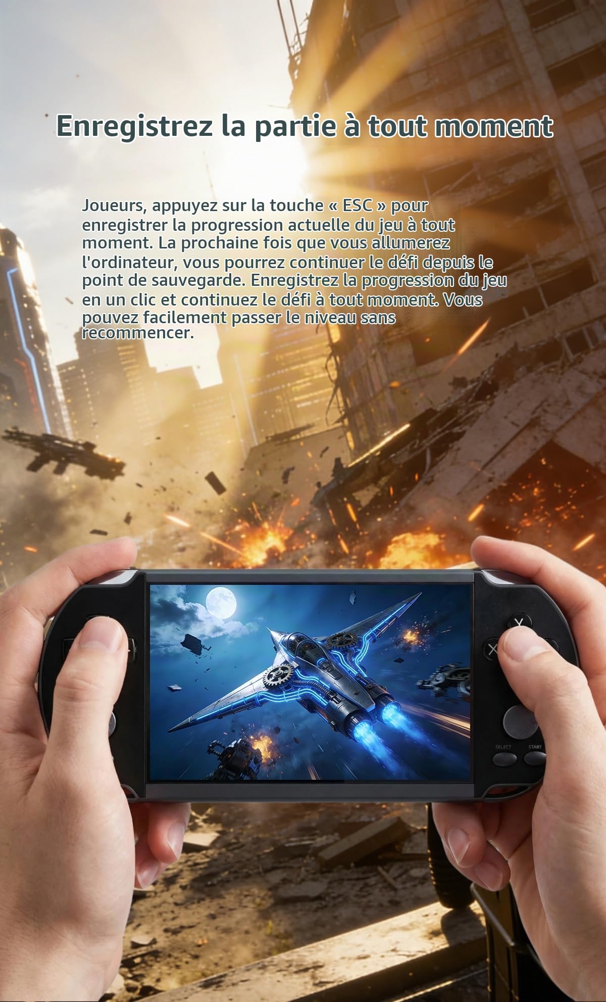 Console de Jeux rétro YHFITN avec écran de 5,5 Pouces, Lecteur vidéo Portable avec Jeux Classiques, Sauvegarde de Parties, Lecteur MP3, Sortie AV vers TV, pour Les Adolescents