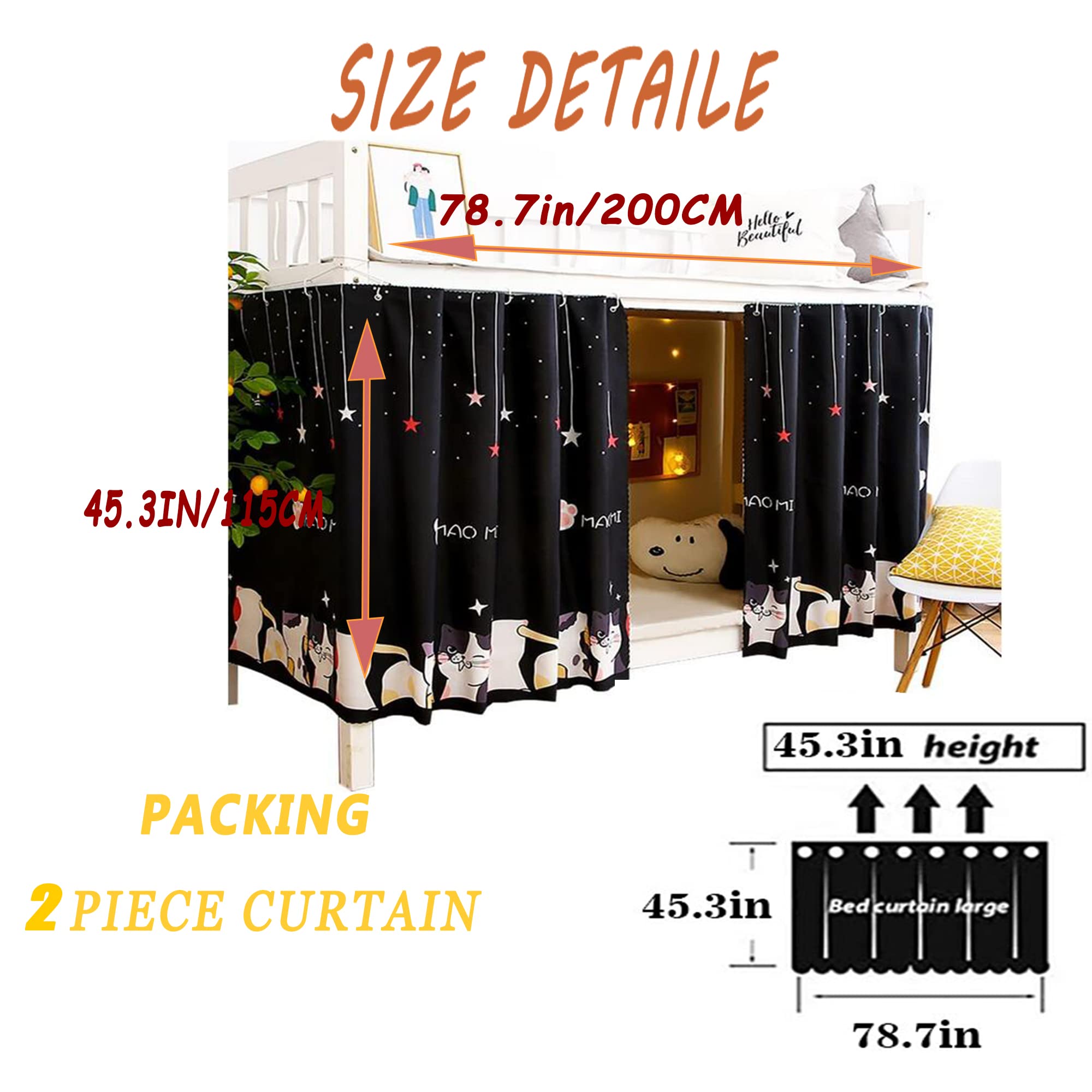 Qubanda Dorm Home Bunk Nets Bed Curtains Cloth Bed Canopy Blackout College Students Shading Nets Breathable Single Sleeper