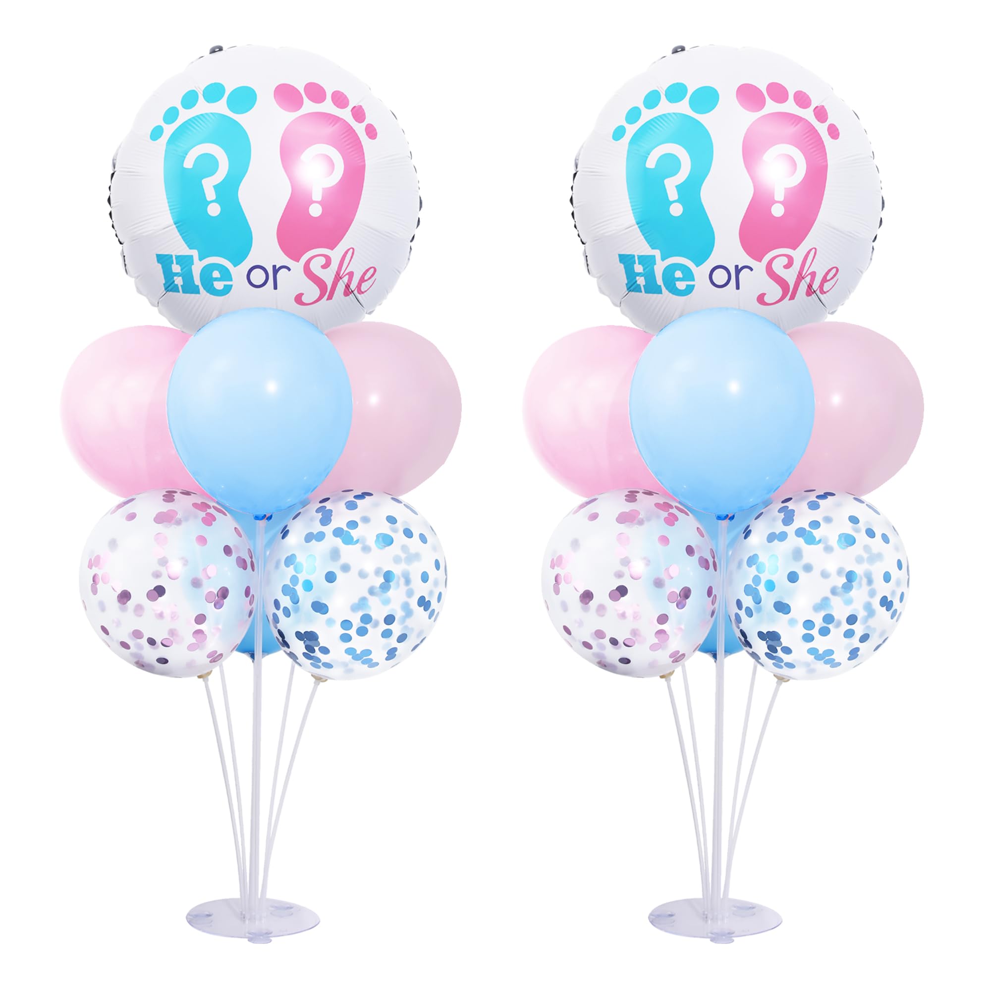 Gender Reveal Balloon Table Centerpiece Stand Kit 2 Set for Table, Gender Reveal Party Decorations with 18in Boy or Girl Foil Balloons and Pink Blue