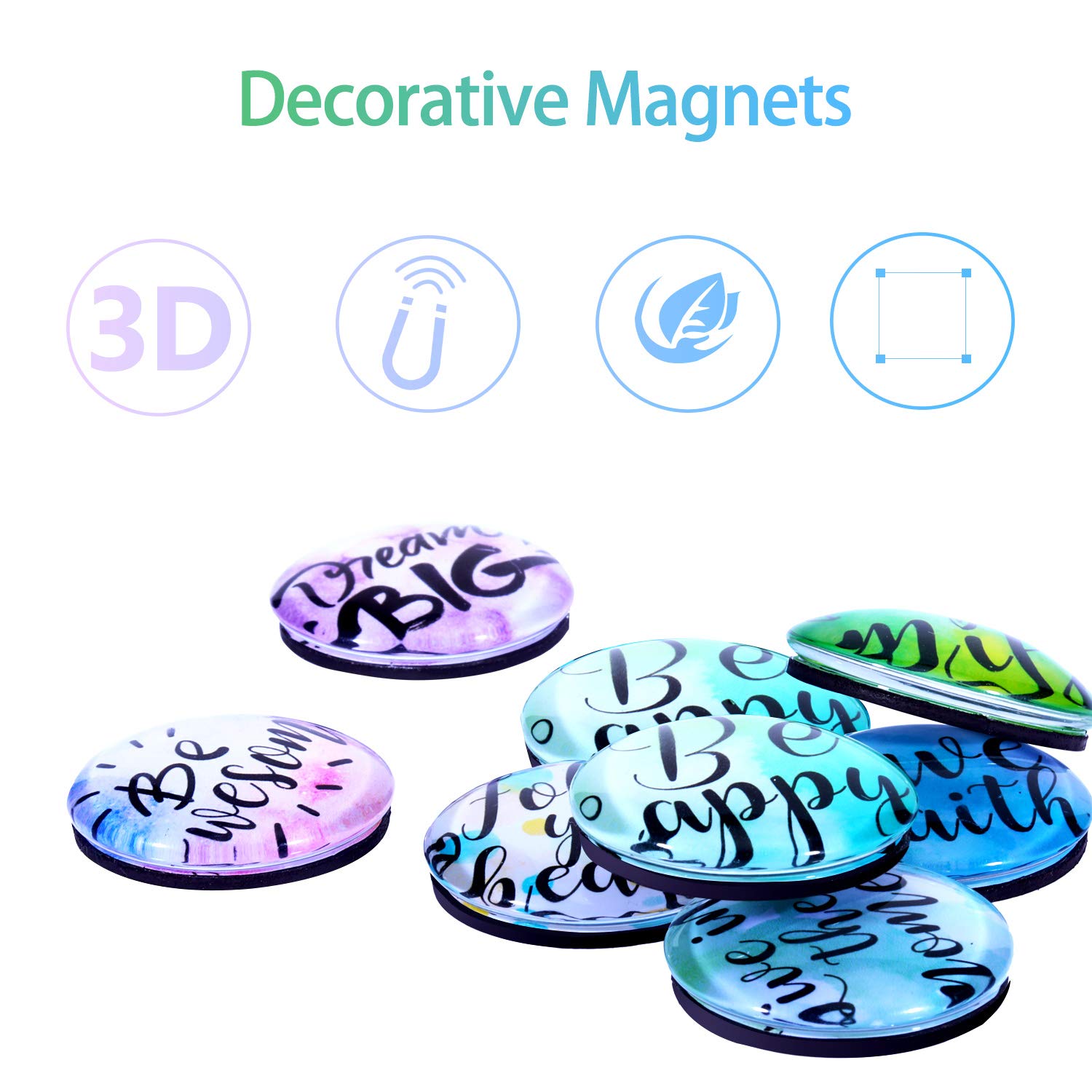 Outus 12 Pieces Motivational Glass Fridge Inspirational Quote