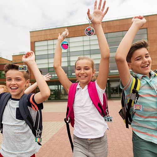 Miniatura 6 de 12 llaveros de fiesta de los años 80, llaveros acrílicos con temática musical, llavero retro de los años 80 para fiestas temáticas musicales de los