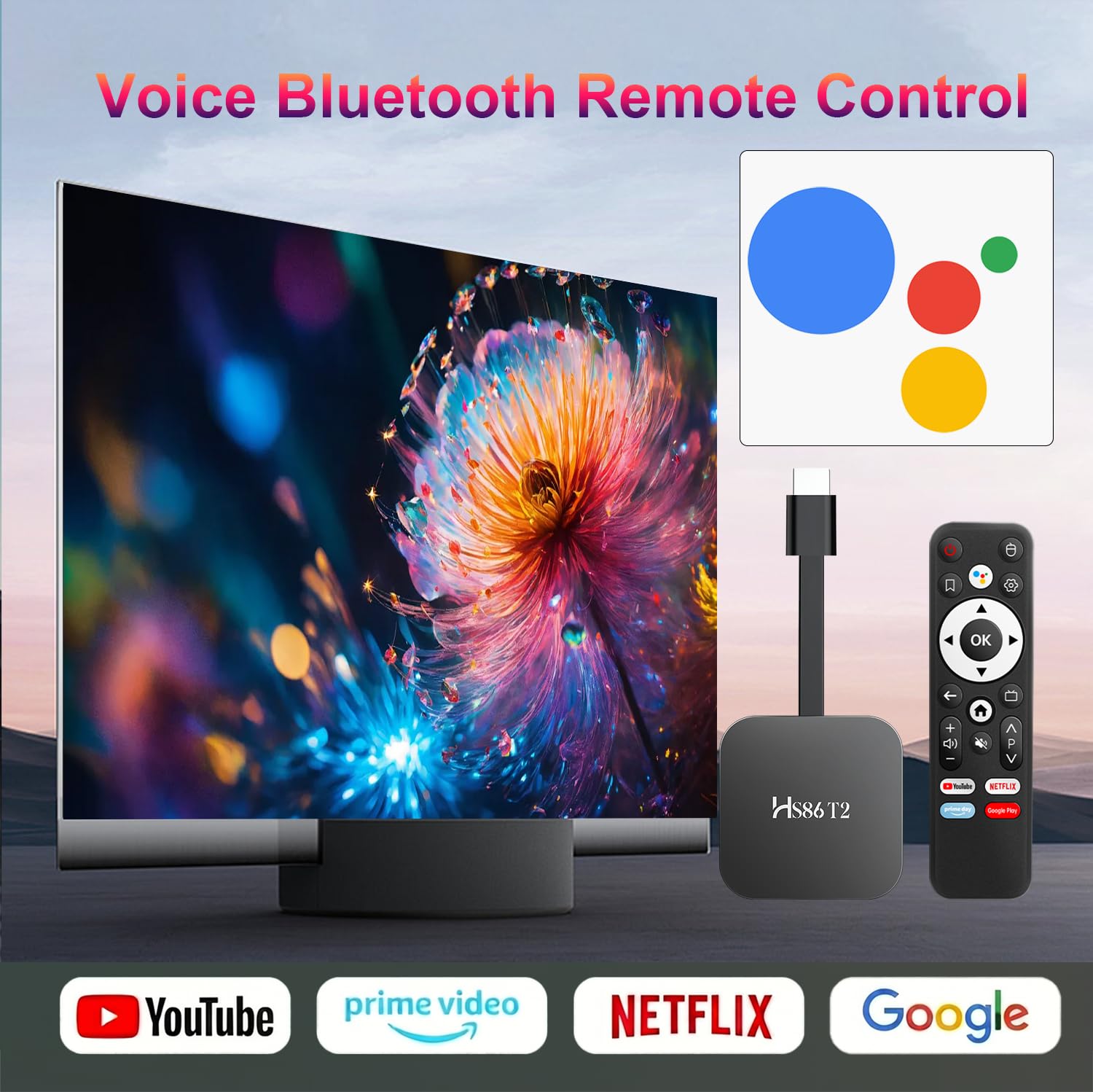 GREVA TV Stick Android 4K Ultra HD Streaming Appareil Dernier Android 14.0 TV Stick Box 2GB 16GB T2 - Black