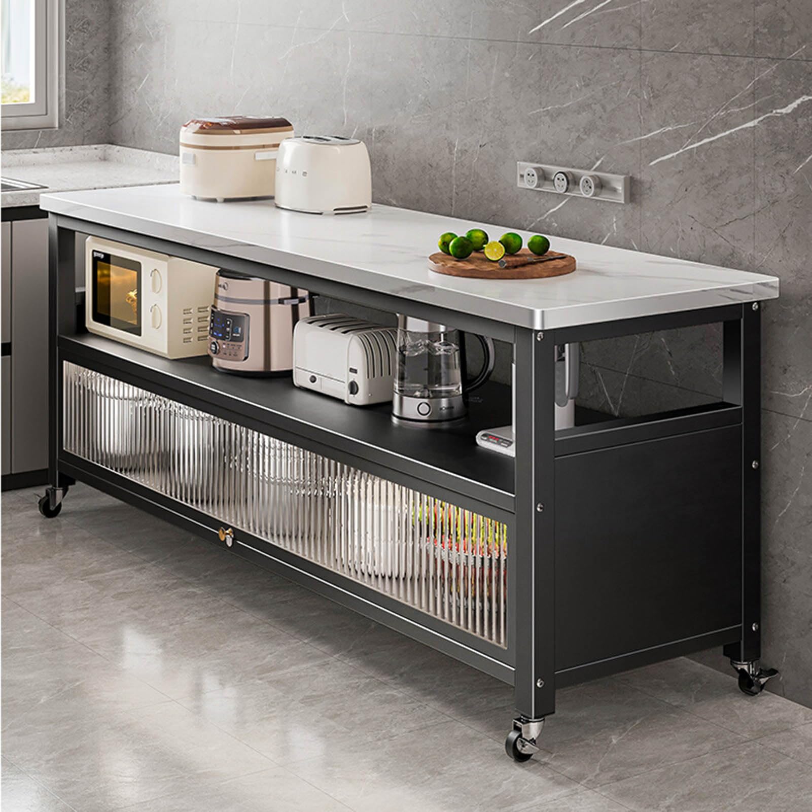 Credenza moderna para salón y mesa de preparación en cenas familiares