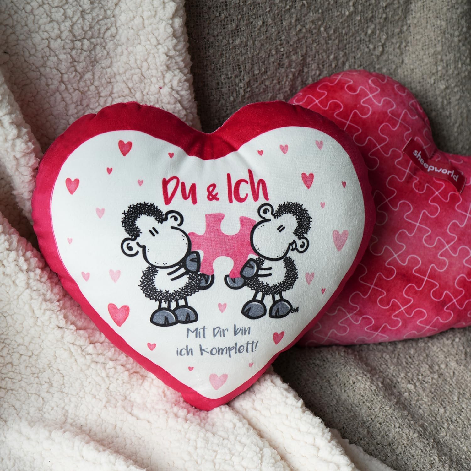 Plüschkissen Motiv Du & ich
