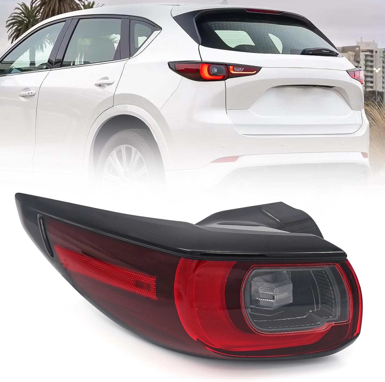 huray left led outer tail light assembly fit for mazda cx-5 2022 2023 2024, lh taillight w/bulbs oe style rear brake lamp replacement for ma2804138 driver side lh(driver side)