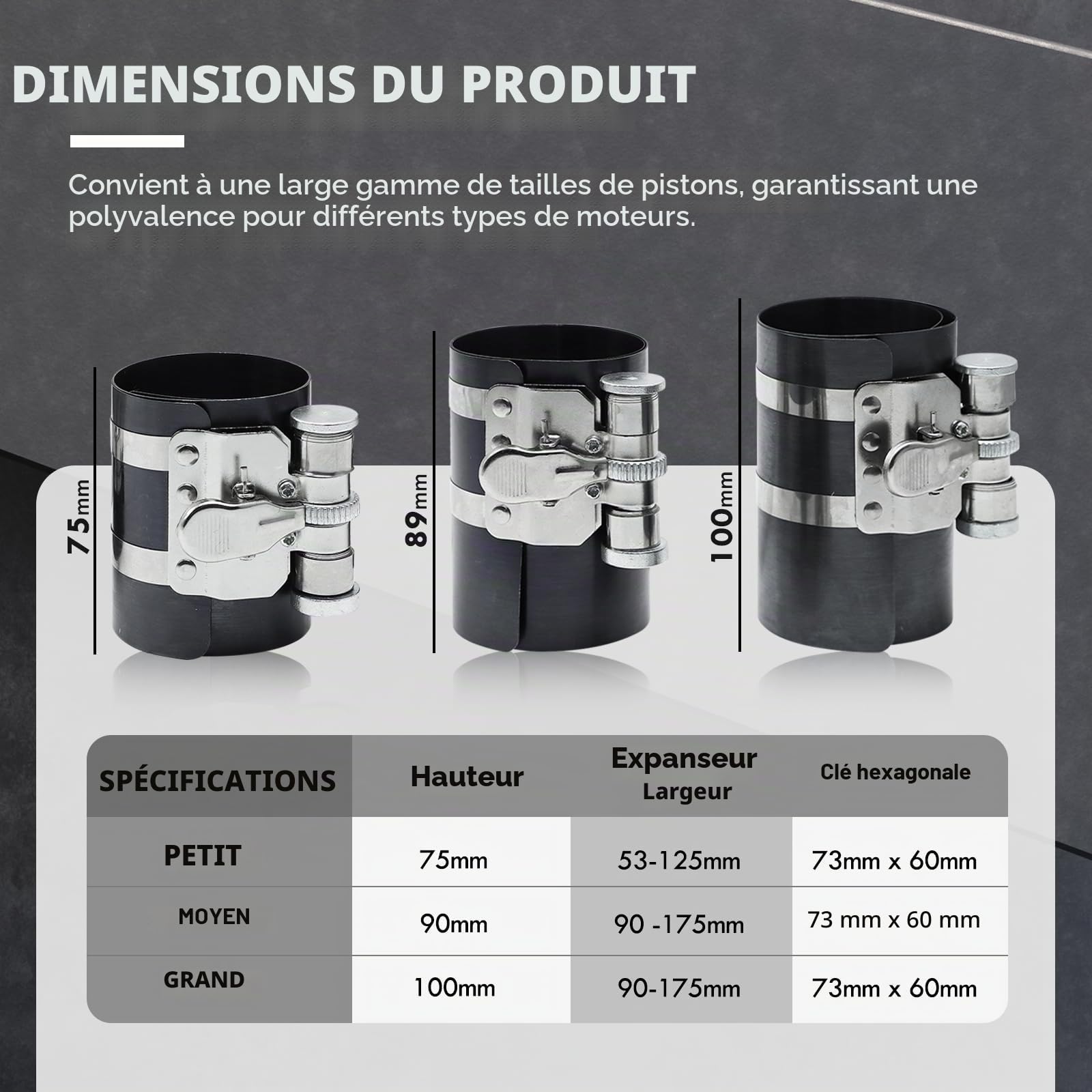 CCLIFE Bande de serrage pour segment de piston de bande de serrage pour segment de piston Pince à segments Jeu d'outils