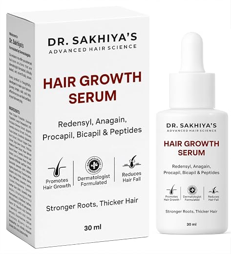 Dr. Sakhiya’s Hair Growth Serum | Anti Hair Fall &amp; Hair Regrowth Solution with Redensyl, Anagain, Procapil, Bicapil &amp; Pept...