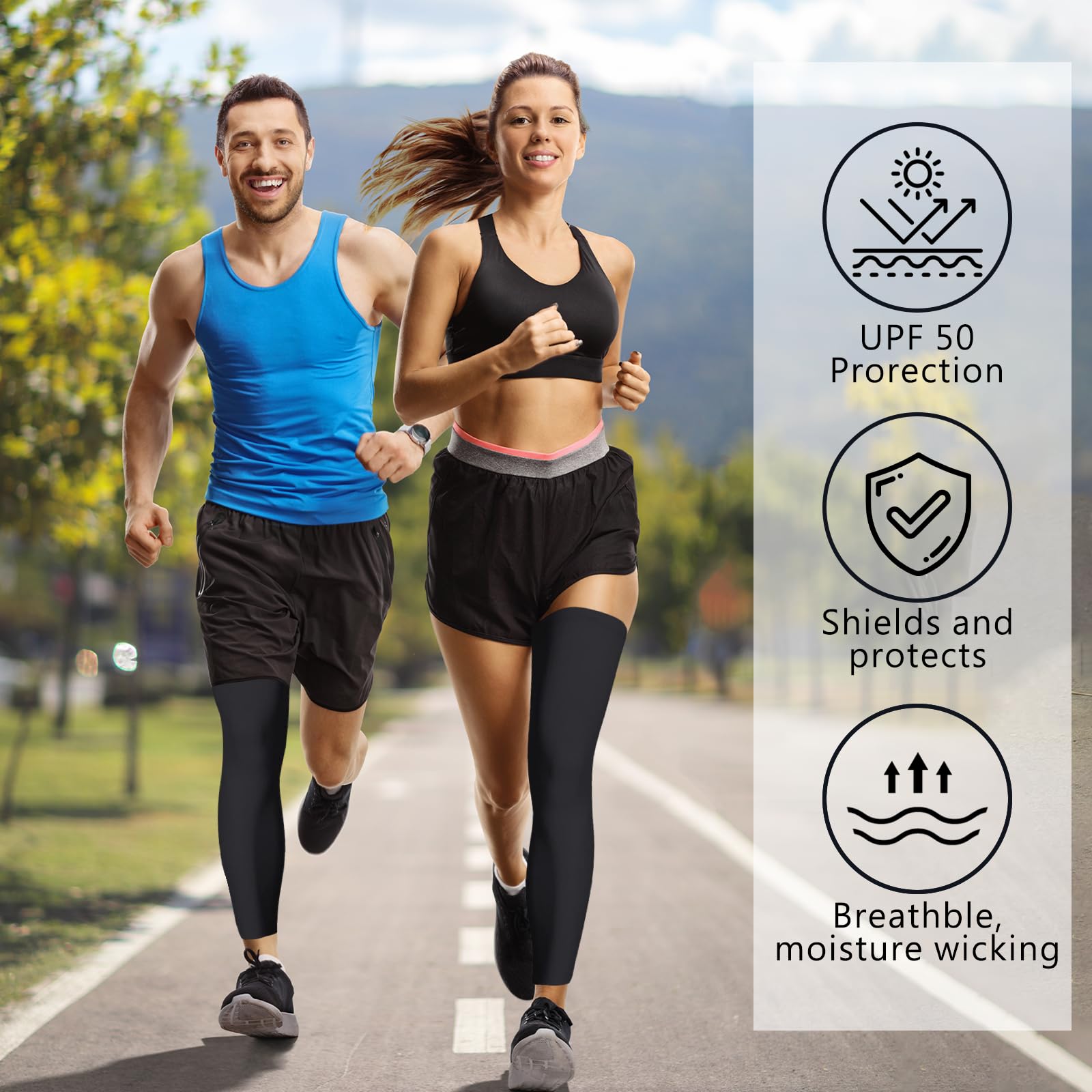 Manches de Compression de Jambes,Manchon de jambe,Maintien De Compression Genoux Anti Uv, Leg Warmers,Paires Chaussettes Été Homme Femme pour Sport Course, Jogging, vélo, Fitness