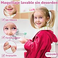Vista 6 de Hollyhi Kit de Maquillaje de 58 Piezas para Niñas, Juguetes de Princesa, Set de Cosméticos Reales Lavables con Espejo, Sets de Maquillaje