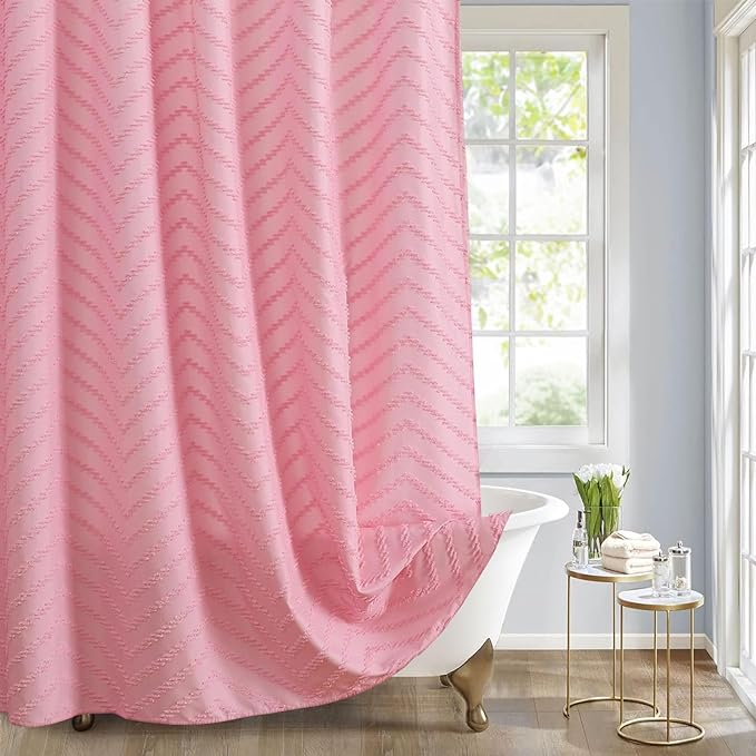 Amazon.com: Pink Boho Shower Curtain Pretty Cute Shower Curtain Tufted ...