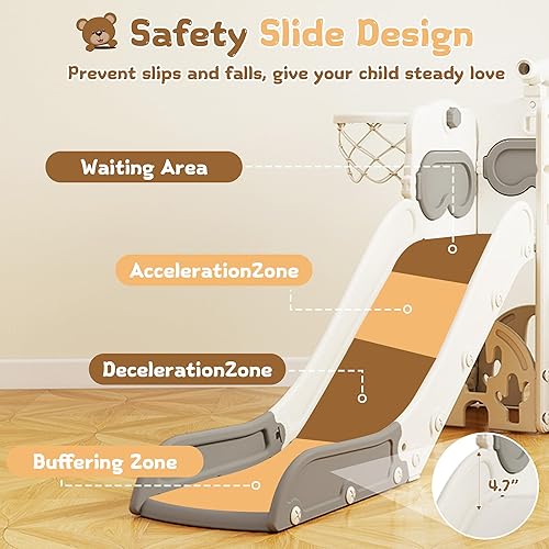 Miniatura 4 de Tobogán 8 en 1, tobogán interior para niños pequeños de 1 a 3 años y juego para interiores y exteriores, con almacenamiento, escalador, telescopio,