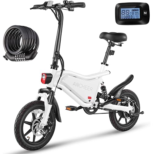 ANCHEER 14” Folding Electric Bike for Adults, 20MPH Ebike with 350W Motor[Peak 500W], 48V 374Wh Battery, Rigid/Dual Suspension, UL 2849 Certified Electric Bicycle, Compact Electric Mini Bike for Teens