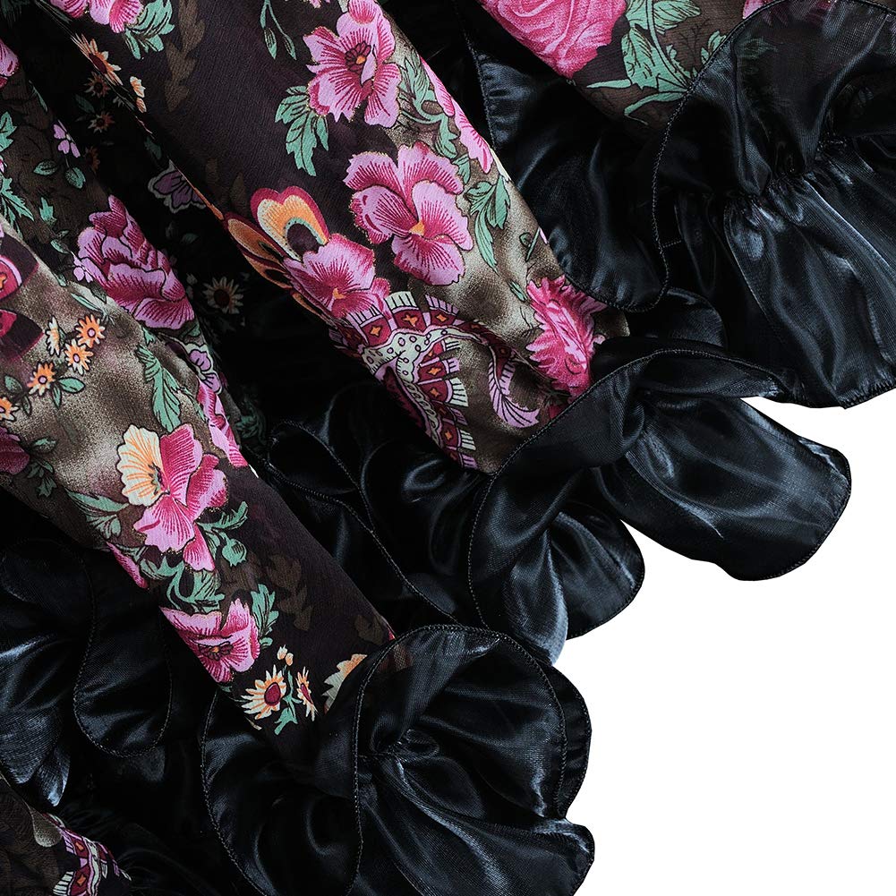 ROYAL SMEELA Falda de Gasa Baile Vientre para Mujer Full Voile Estilo Tribal Faldas de Flamenco Bohemio 360/720 Grados Floral Falda Danza Flamenca Faldas Danza del Vientre Trajes Danza del Vientre