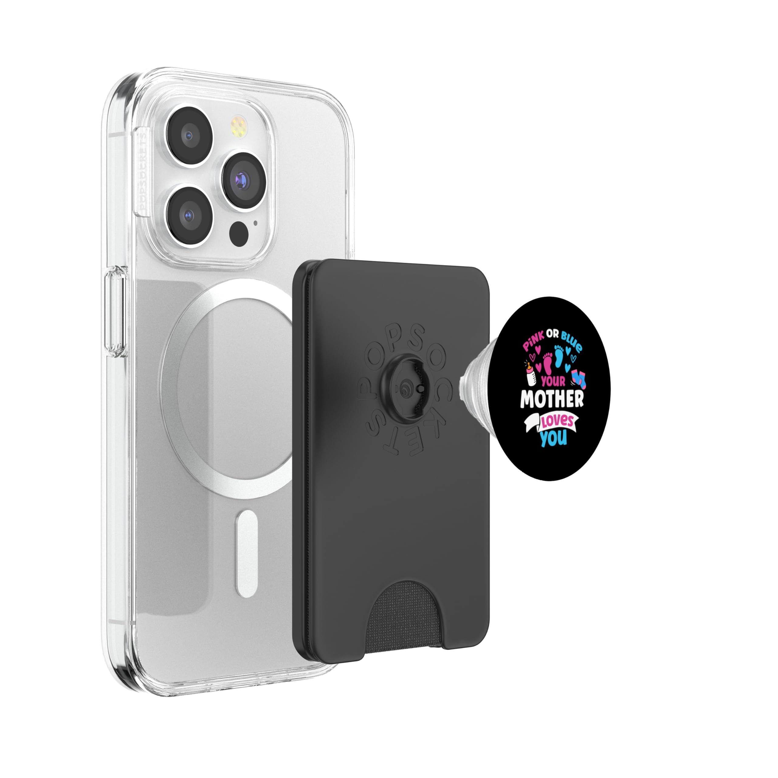 Rosa o Azul, tu Madre te ama, Lindo Amor, revelación de género PopSockets PopWallet para MagSafe