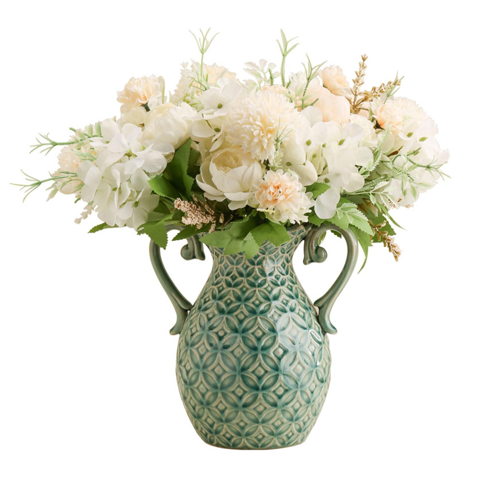 Vase en céramique vert de 20 cm pour décorer votre table à manger de style ferme moderne