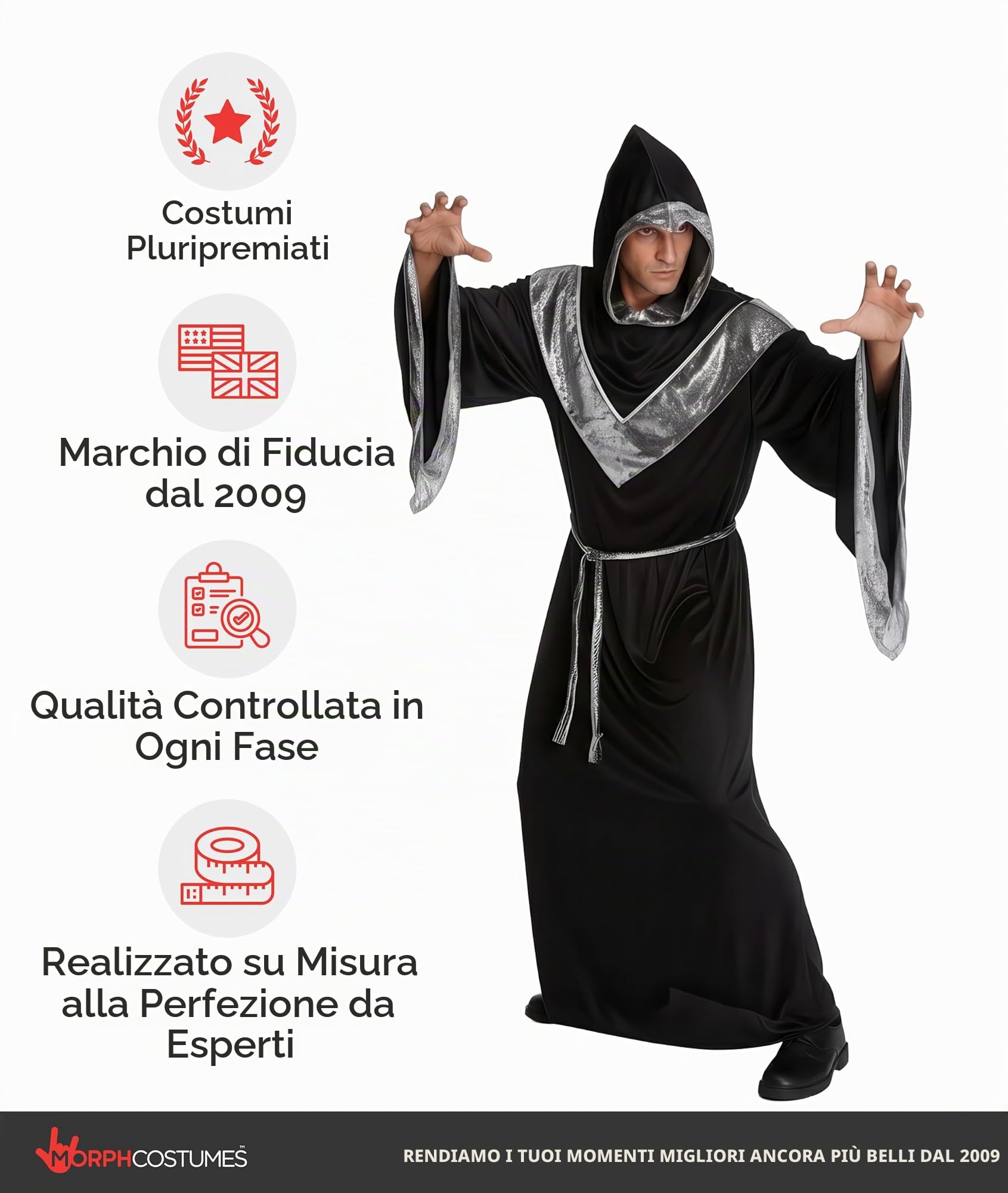 Morph Costumes Costume Stregone Uomo, Vestito Stregone Uomo, Costume Da Mago Per Adulto, Costume Mago Uomo, Vestito Da Mago Adulto