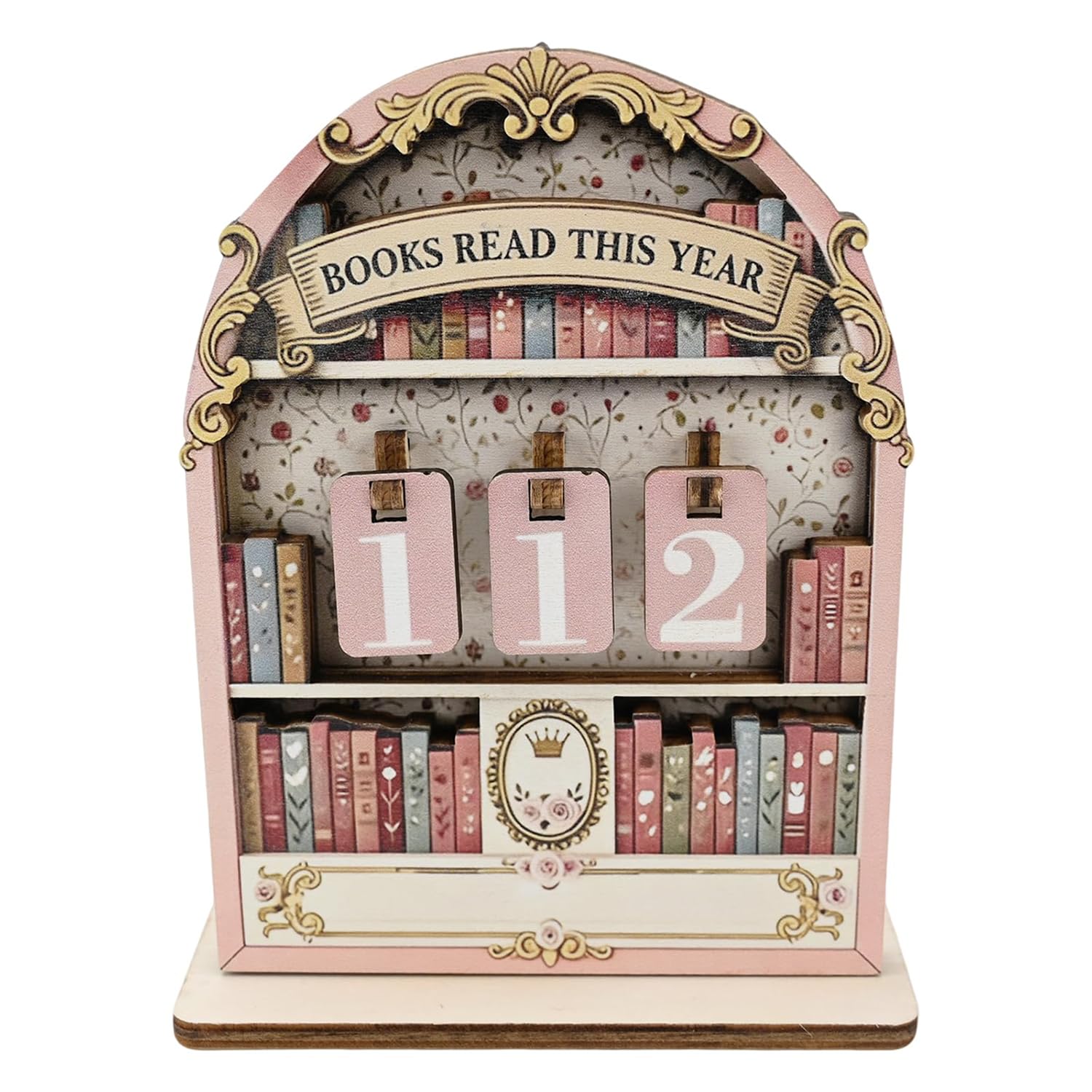Srvauyea 1 Set Books Read This Year Tracker, Reading Tracker for Home Library Decor, Book Counter for Desk Display, Pink Reading Progress Indicator,for Readers Teachers.