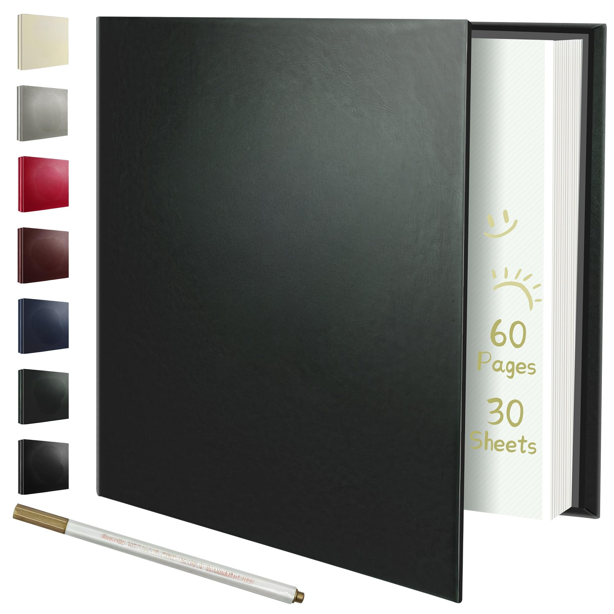 Álbum de recortes de 60 páginas autoadhesivo para fotos de 6 x 4, 7 x 5, 10 x 8 pulgadas, cubierta de piel, libro de fotos de bricolaje, páginas adhesivas gruesas, libro de recuerdos para álbumes de