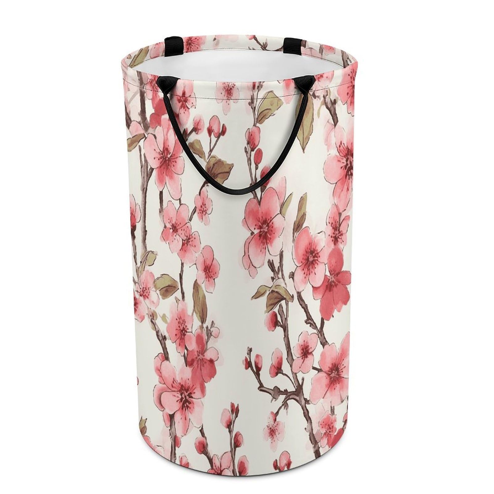 Cherry Blossom Laundry Basket Large Foldable Laundry Hamper with Handles Freestanding Collapsible Clothes Basket Waterproof Portable Dirty Clothes Hamper for Bathroom 86L