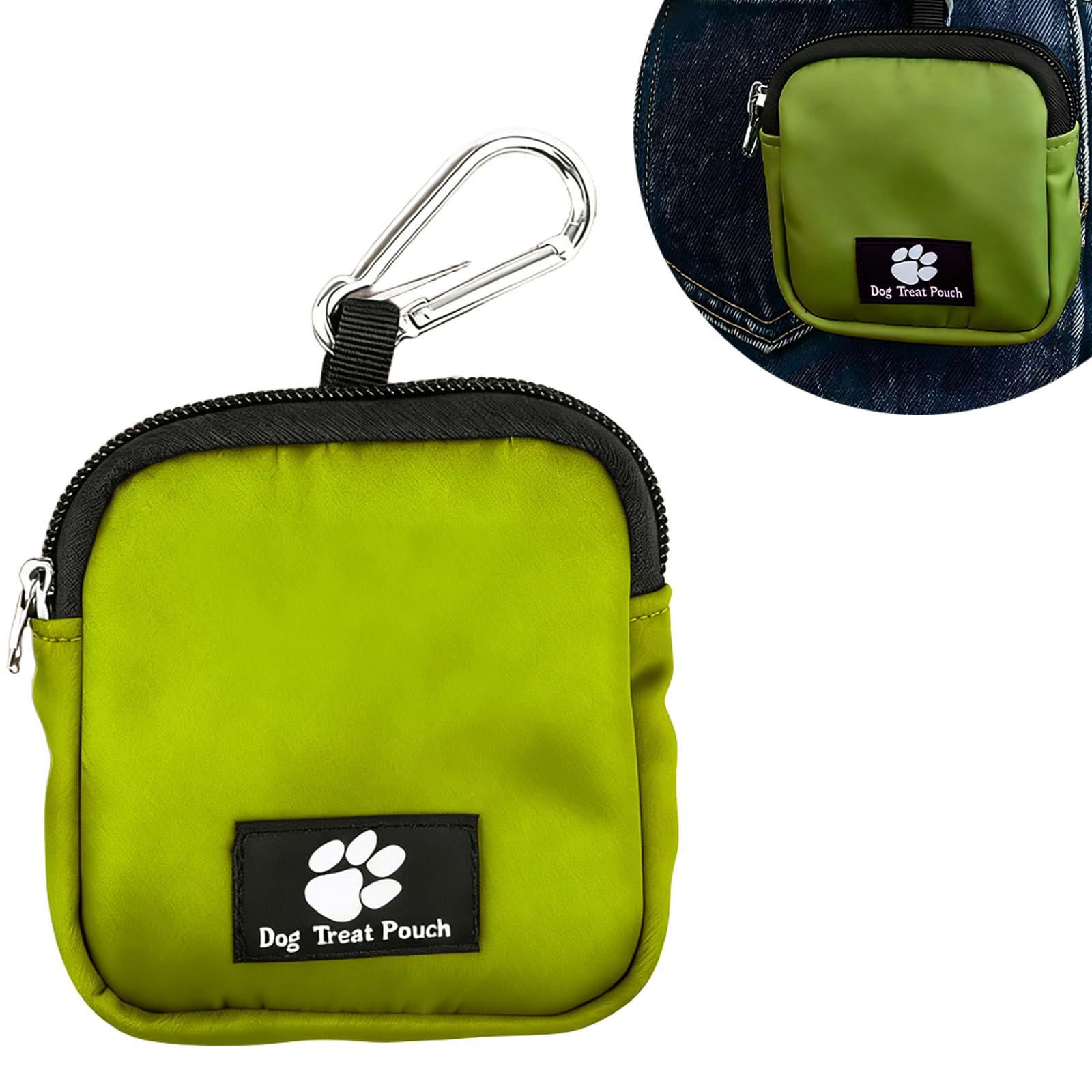 HAOXYO Dog Training Pouch, Green Waist Pack for Outdoor Pet Training, With Trash Bag Holder and Secure Zipper, Lightweight 30g Design for Easy Carrying and Durability