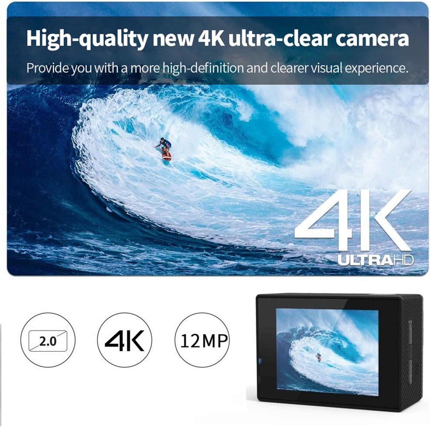 Action Camera Action Camera 4K WiFi 2.0 Inch Mini 12MP Outdoor Go Waterproof Pro 170D Bicycle Helmet Photo Video Recording 4K Sport Cam DV Time Lapse (Color : Blue Size : Small)